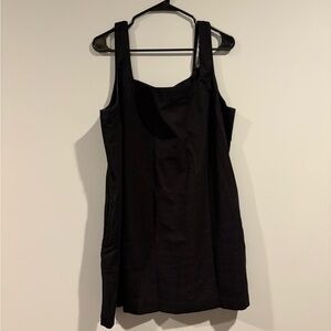 A new day Black Linen Sleeveless Dress with Pockets